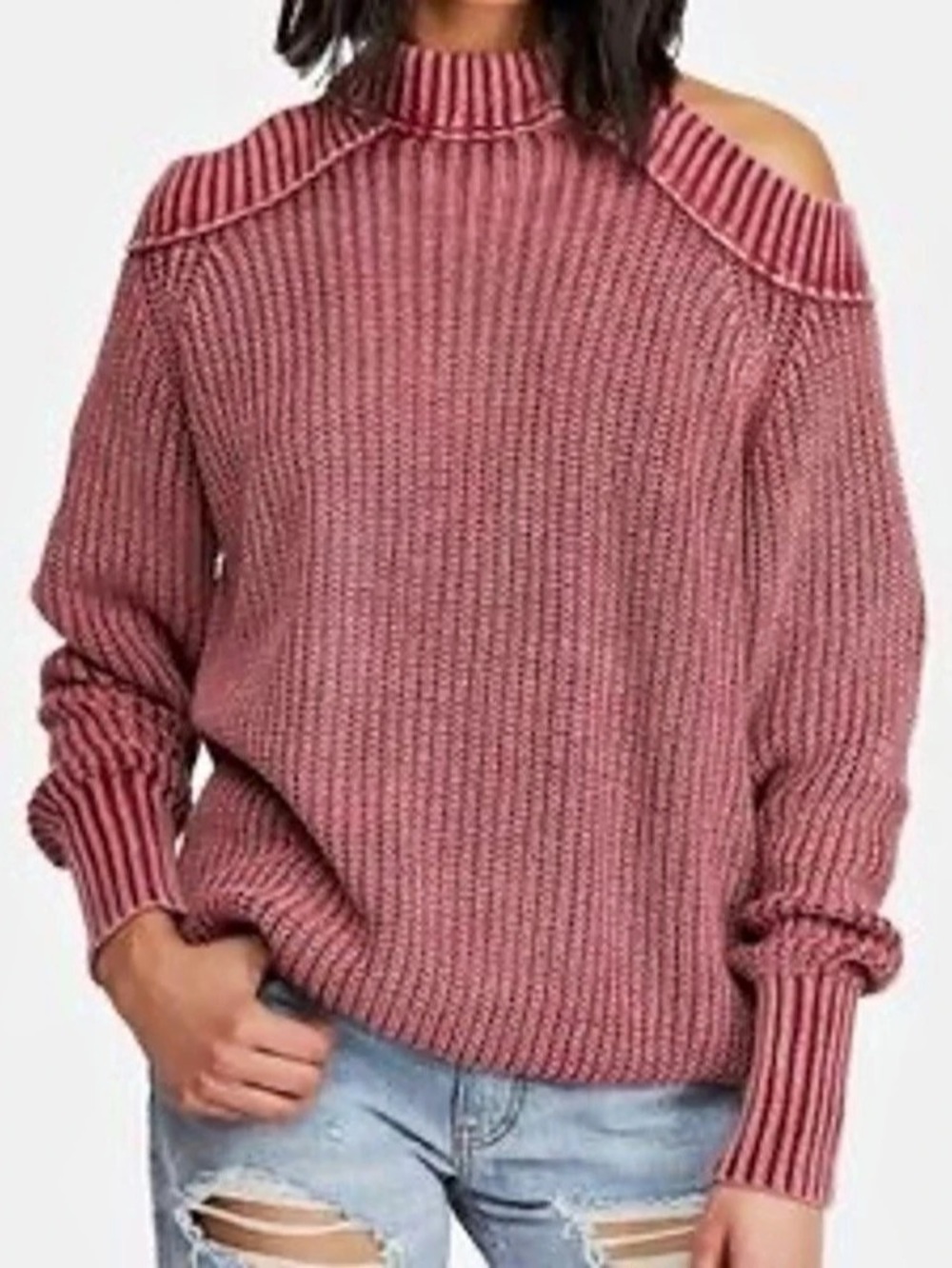 Free People Ottoman Slouchy Tunic Pink Turtleneck Sweater